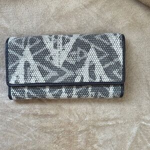 Myra Bag Gray & Cream Woven Foldover Wallet